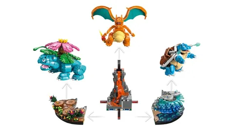 Venusaur, Charizard és Blastoise – A modell részei szétválasztva
